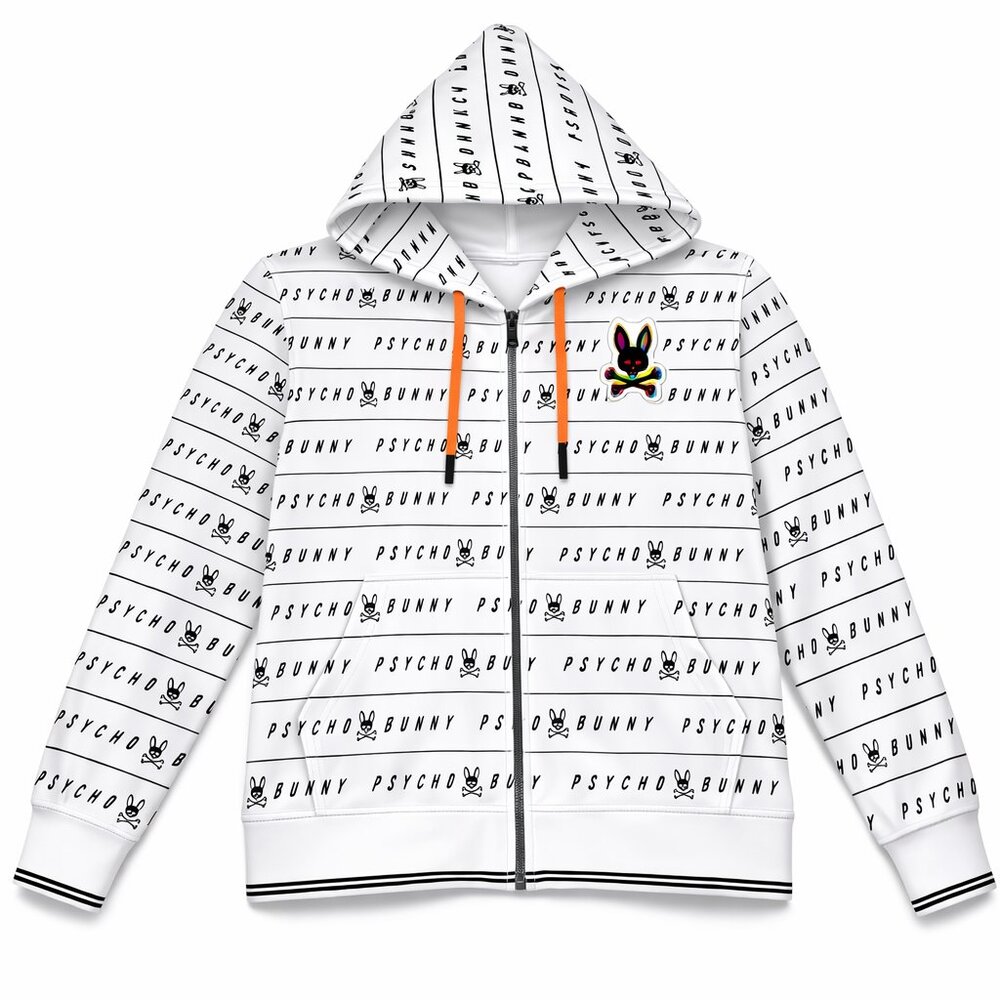 Psycho Bunny White Graphic Zip Hoodie Jacket Kids Streetwear XL
